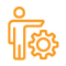 Icon Of A Person With A Gear, Symbolizing User Settings Or Configuration In Yellow On A Transparent Background.
